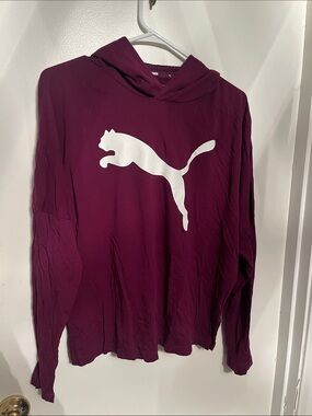 Puma Plum Long-Sleeve Hoodie with White Logo